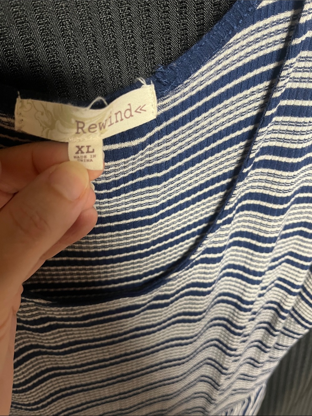 Rewind Blue and White Striped Short-Sleeve Jumpsuit - Picture 2 of 5